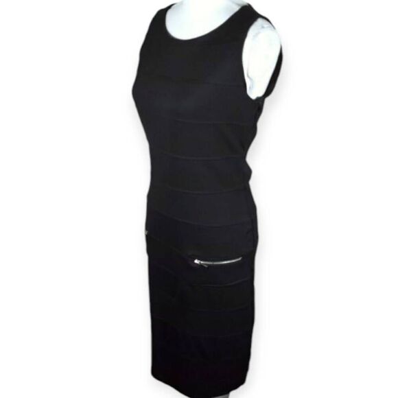 ADRIENNE VITTADINI BLACK BODYCON ZIPPER DRESS SZ.6 EUC. - Picture 4 of 8